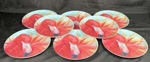 Set Of 8 Flamingo Style Dinner Plates
